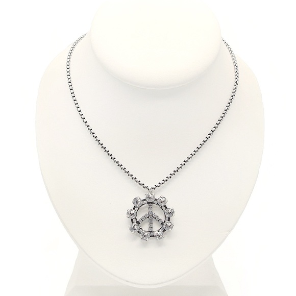 Jewelry - Boho hippie luxury Peace sign necklace pendant Swarovski crystals